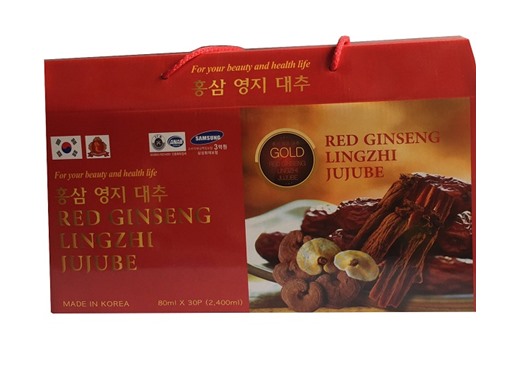 Nước hồng sâm Linh chi Táo đỏ Hàn Quốc Red Ginseng Lingzhi Jujube Gold 30 gói x 80ml, nước sâm bịch, nước sâm,