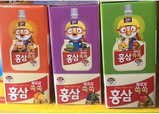 Nước uống hồng sâm Pororo trẻ em vị cam Hàn Quốc 100ml x 10 gói, nước uống hồng sâm trẻ em Paldo